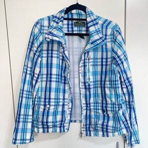 Ralph Lauren active Blue and White Plaid windbreaker Jacket with a mesh lining